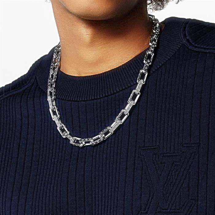 Louis Vuitton Monogram Chain Necklace Silver-Tone Men's Jewelry