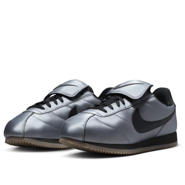 Nike Cortez Leather SE Metallic Cool Gray/Black Low-Top Sneakers