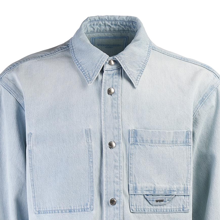 WOOYOUNGMI Men’s Flower Logo Denim Long-Sleeve Shirt
