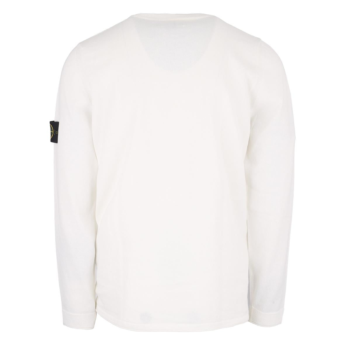 STONE ISLAND Cotton Round-Neck Knit Sweater with Patch Badge