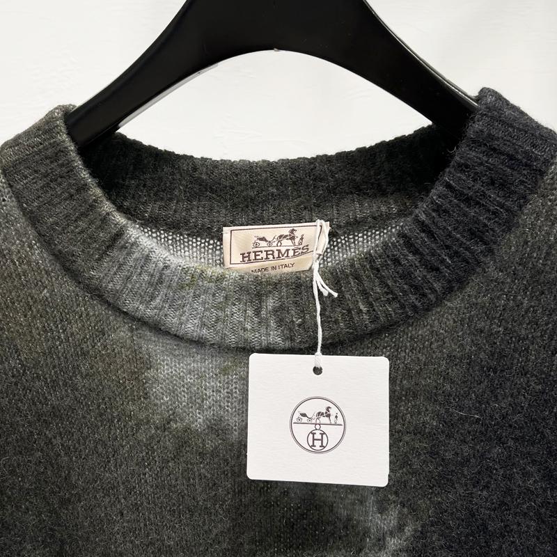 HERMES Cashmere Replique Equestre Crewneck Sweater Khaki Unisex