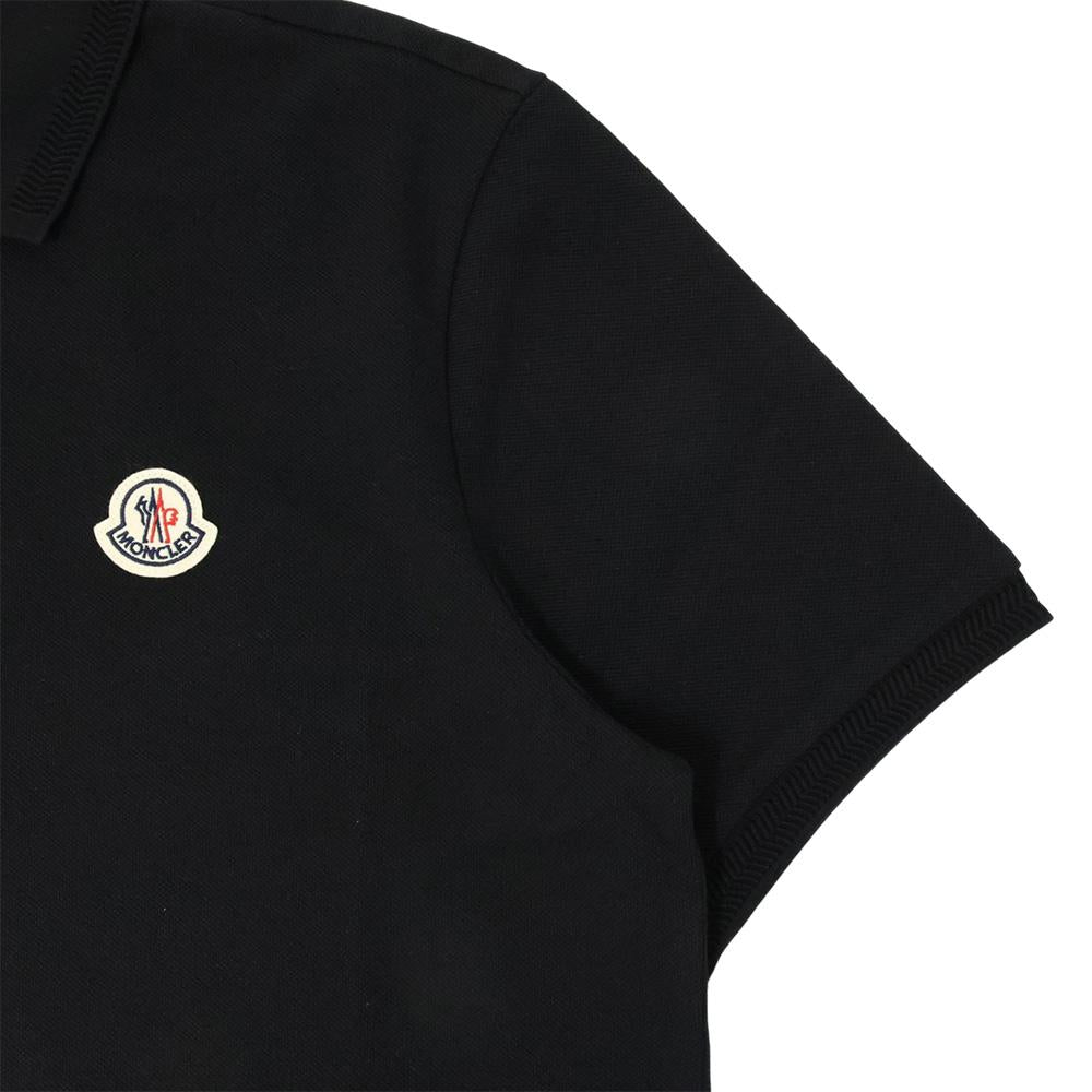 Moncler Logo Patch Short Sleeve Polo Shirt for Men Black
