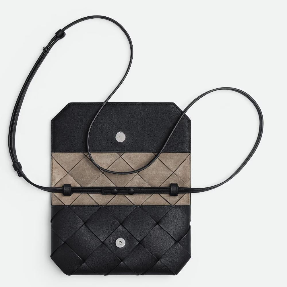 Bottega Veneta Diago Black Leather Phone Pouch Crossbody Bag