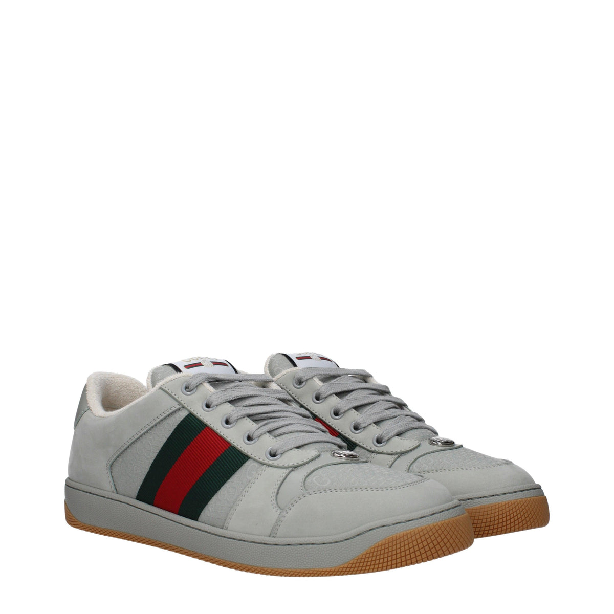 GUCCI White Leather Low-Top Sneakers