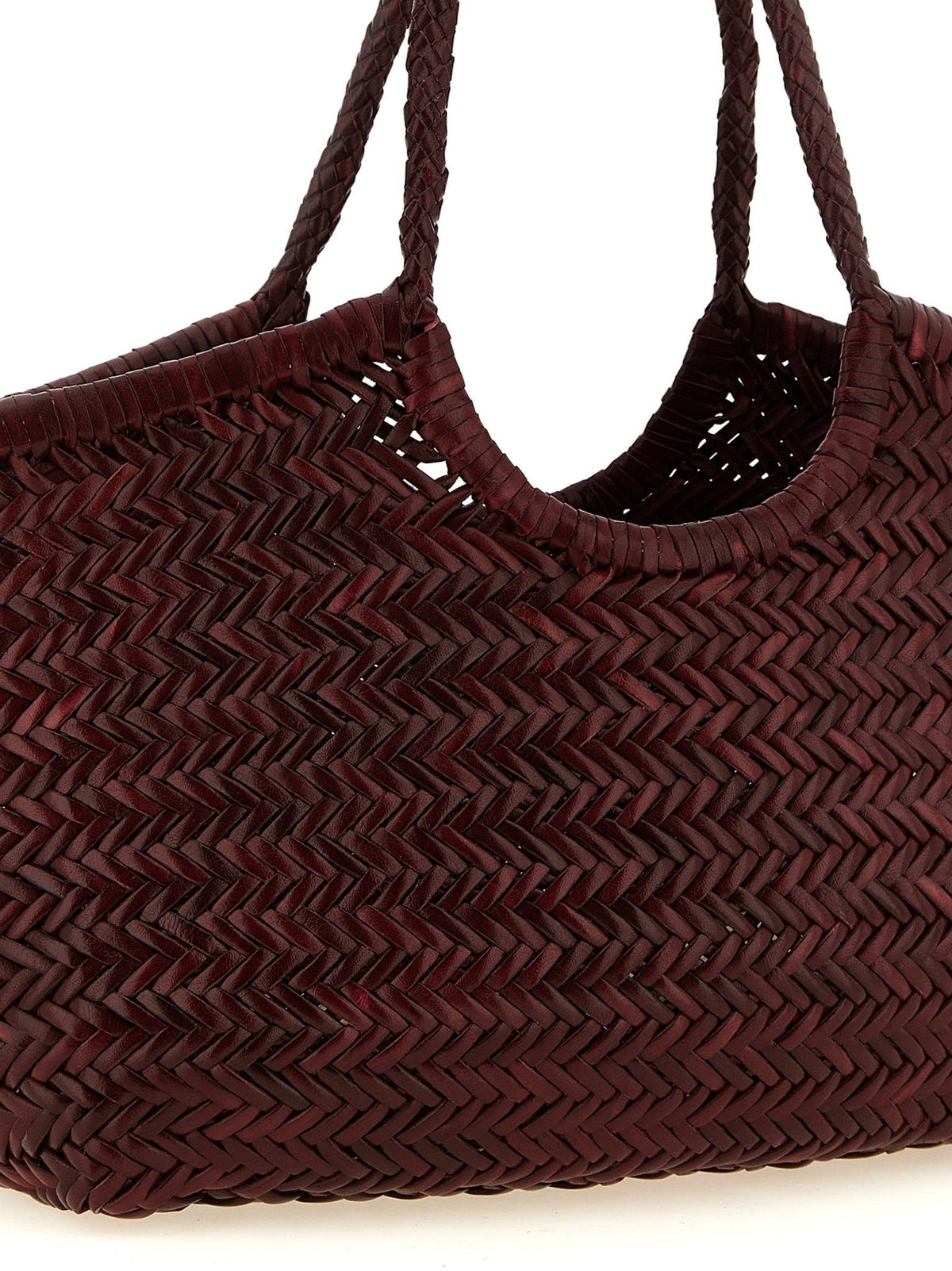 Dragon Diffusion Woven Leather Shoulder Bag Bordeaux