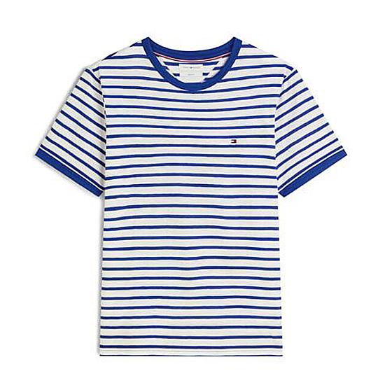 TOMMY HILFIGER Men’s Slub Stripe Short Sleeve T-Shirt Blue