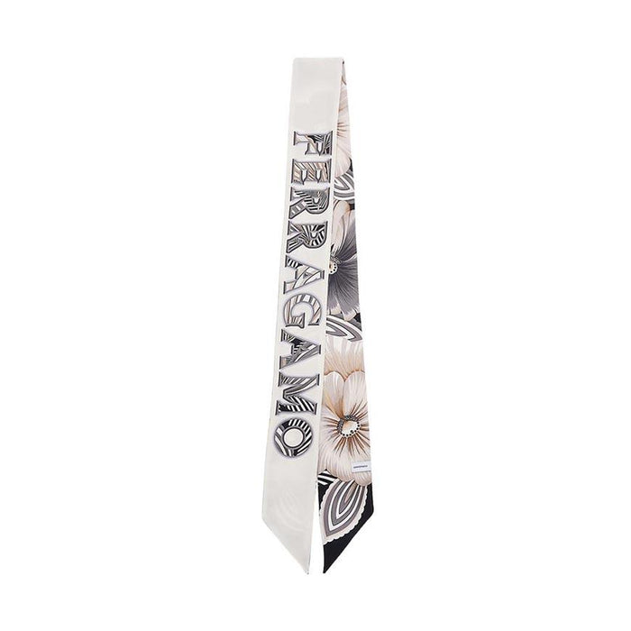 Ferragamo Brezza Print Silk Twilly Scarf Ivory Black Women