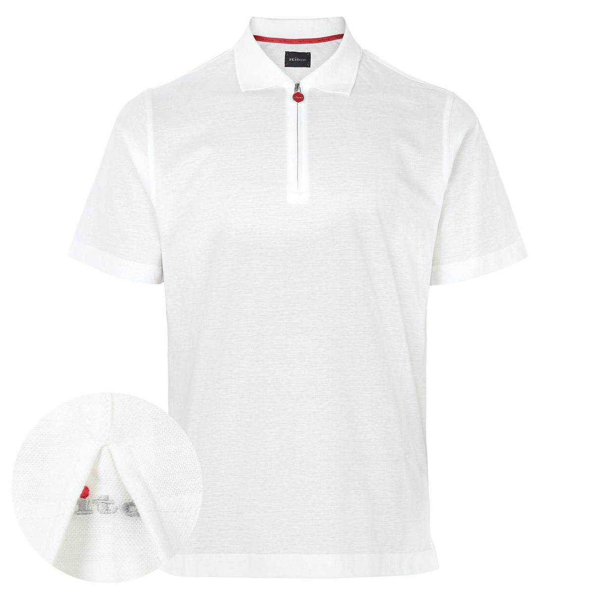 Kiton White Half-Zip Polo T-Shirt for Men UMK1171 40C