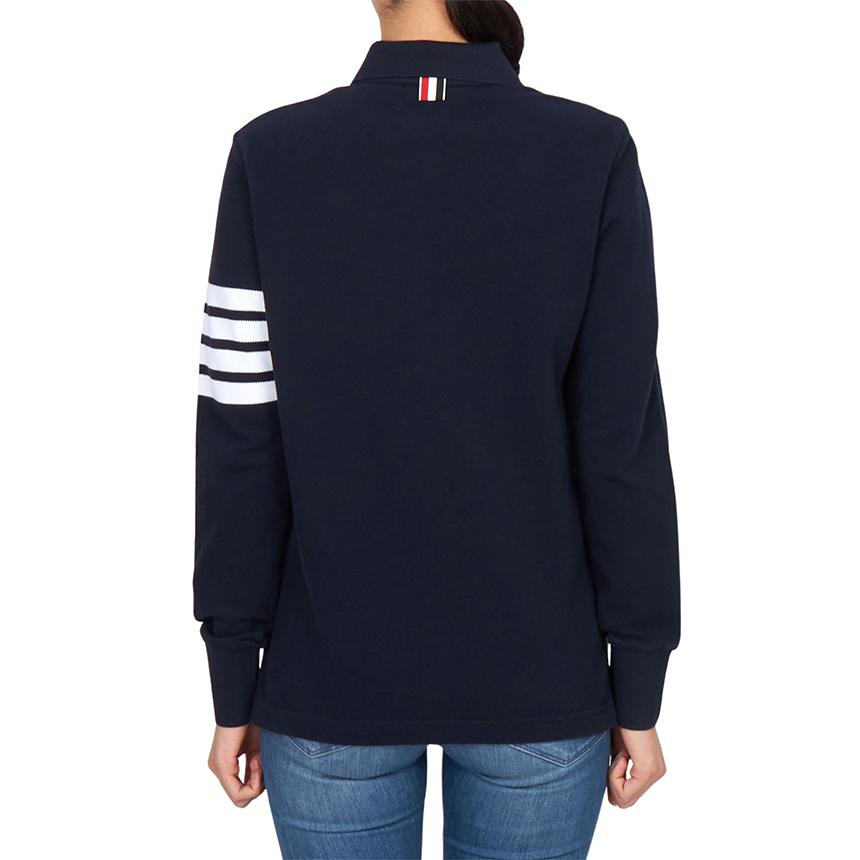 THOM BROWNE Women’s Collared Long Sleeve T-Shirt Navy Cotton