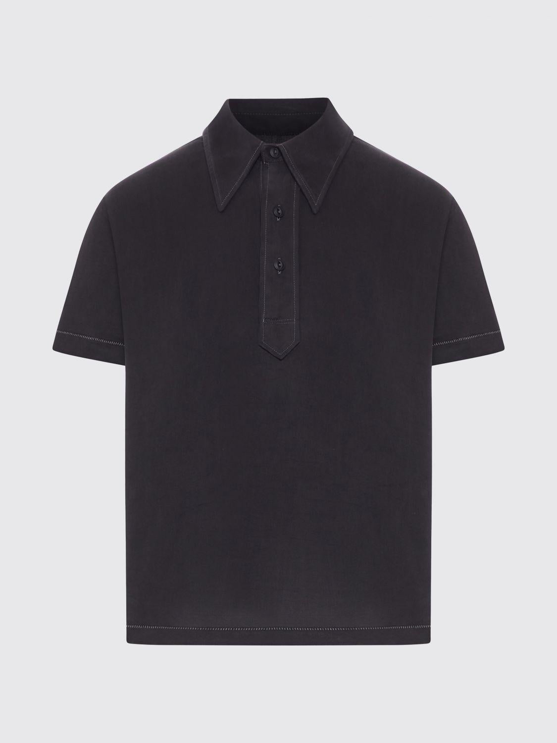 Maison Margiela Black Cotton Short Sleeve Polo Shirt