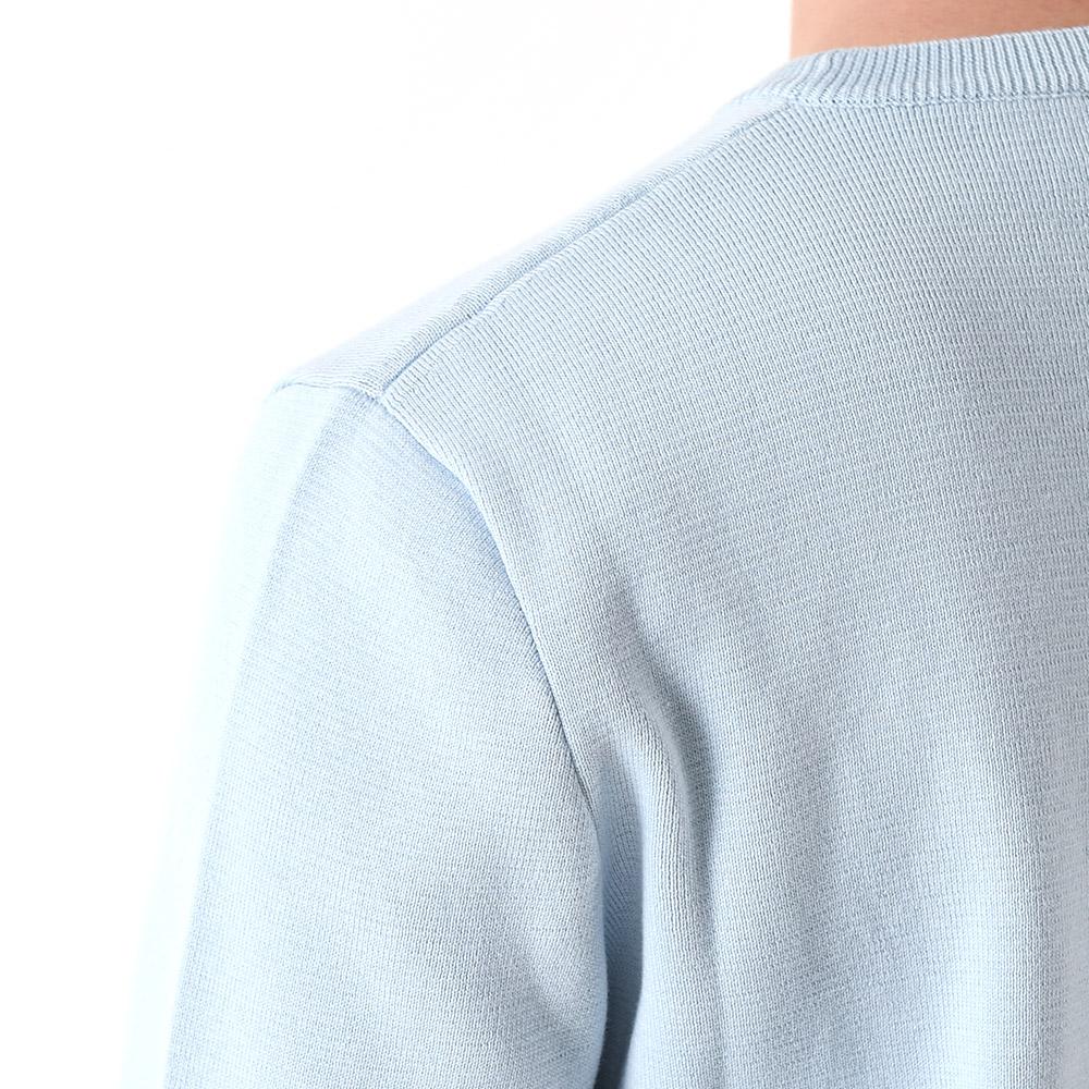 THOM BROWNE Sky Blue Milano Stitch Armband Crewneck Knit Sweater
