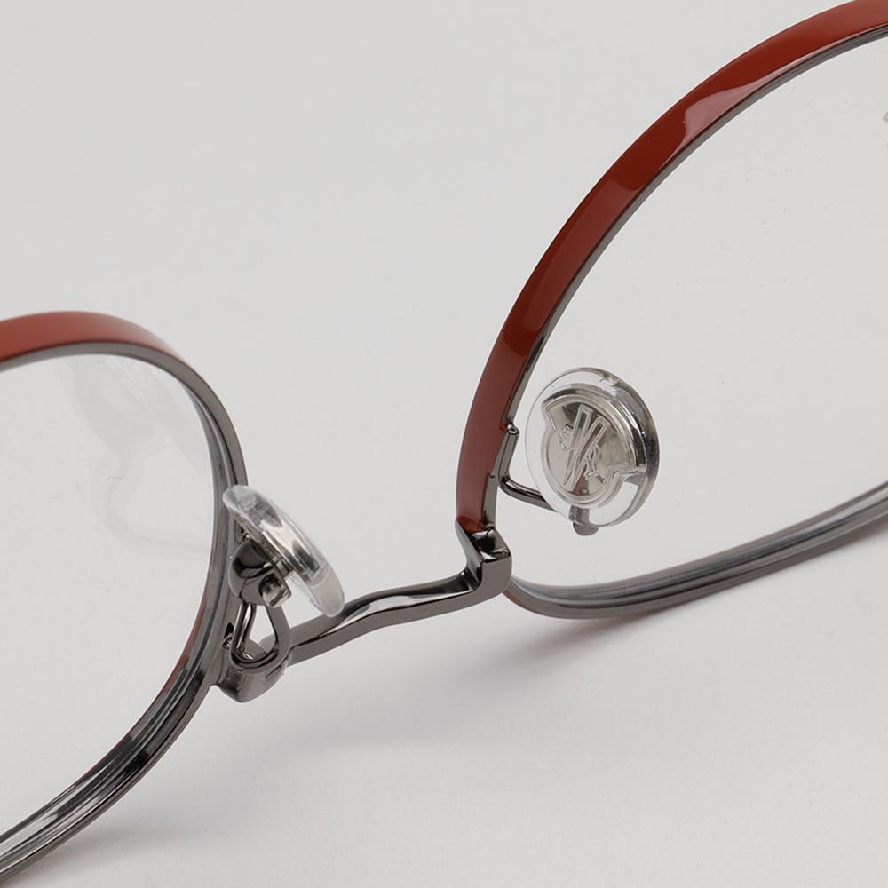 Moncler Red Silver Metal Round Eyeglass Frame Unisex ML5204H 066