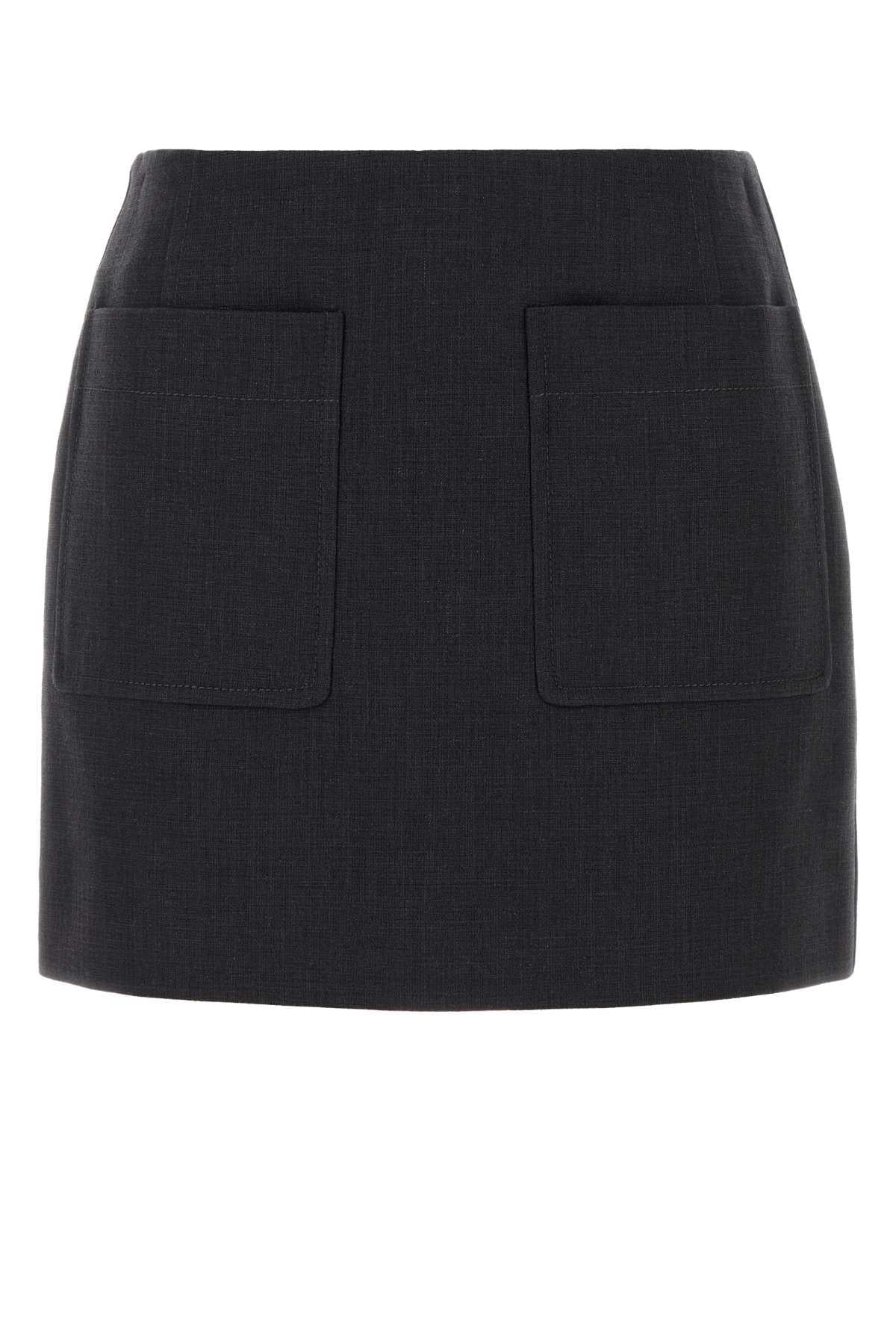 Bottega Veneta Black Wool Mini Skirt