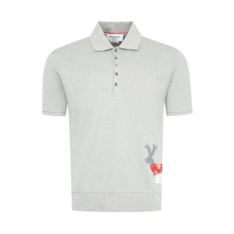 THOM BROWNE Hector Grey Men’s Polo Shirt MJP232E 01454 055