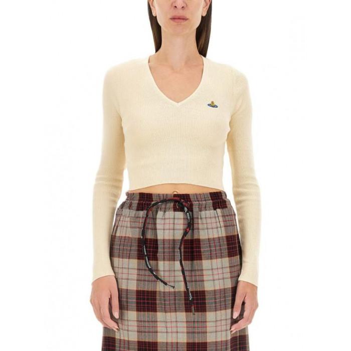 Vivienne Westwood BEA Crop V-Neck Knit Sweater A408
