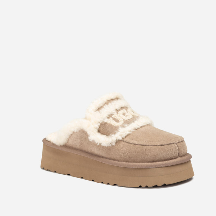 Ugg Violet Shearling Platform Slippers 4cm Brown Women’s OB938P