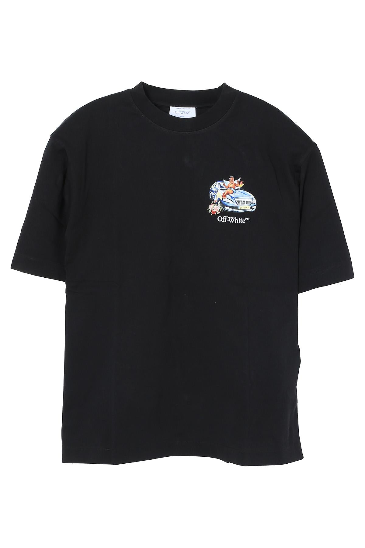 OFF WHITE Black Fresco Arrow Short Sleeve T-Shirt OMAA120S25JER0031001