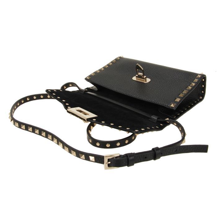 VALENTINO Small Rockstud Leather Crossbody Bag Black 5W2B0181 VSF 0NO