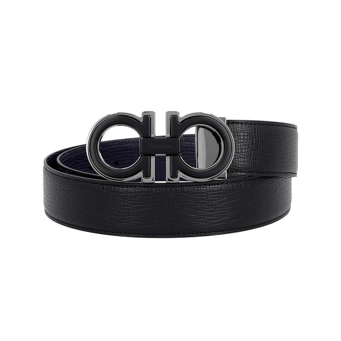 Ferragamo Black Leather Reversible Men's Belt A254 0770682