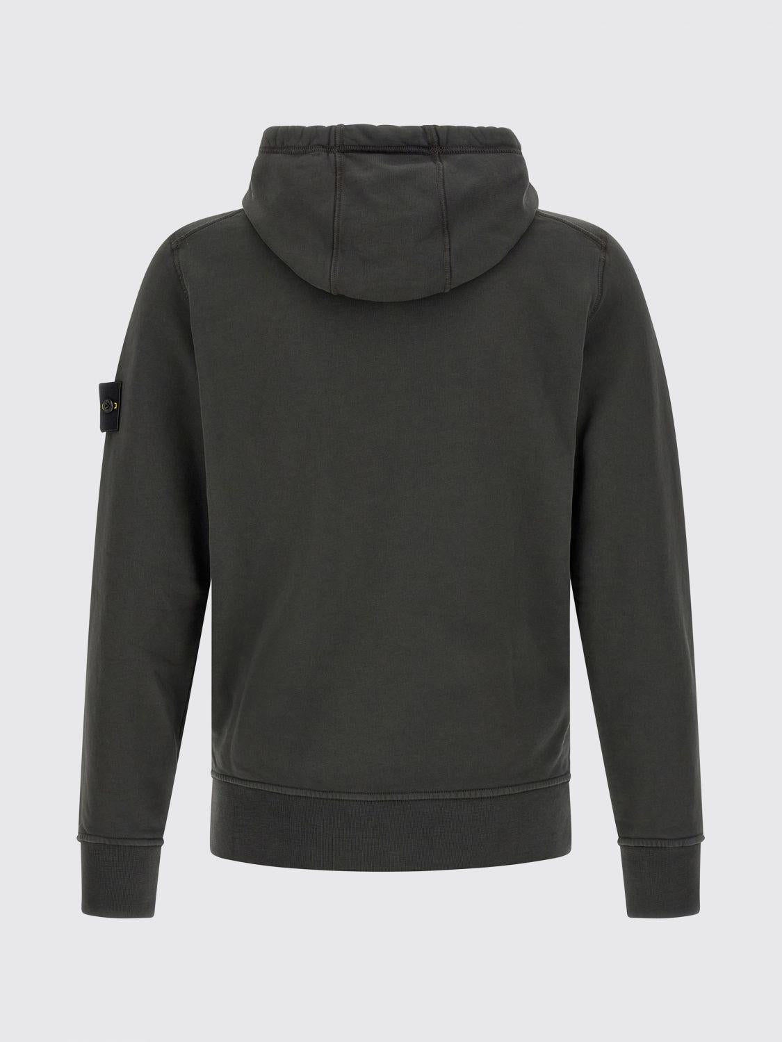 STONE ISLAND Green Cotton Pullover Hoodie