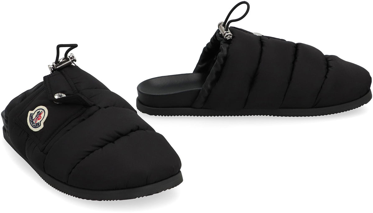 Moncler Black Leather Slide Sandals