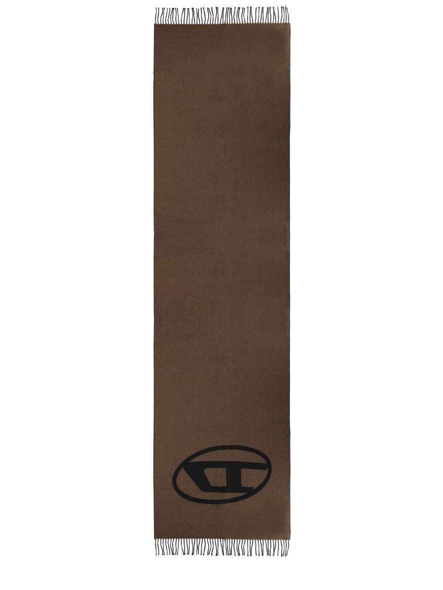 DIESEL Gray Logo Wool Scarf