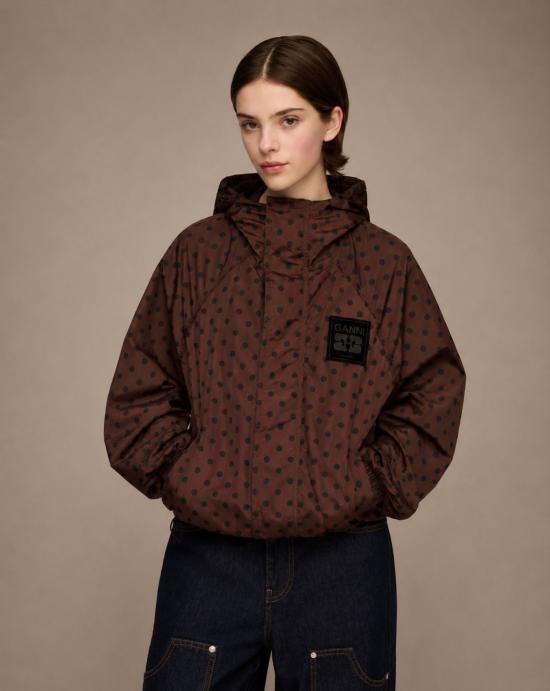 GANNI Chicory Coffee Wool Blend Tailored Jacket