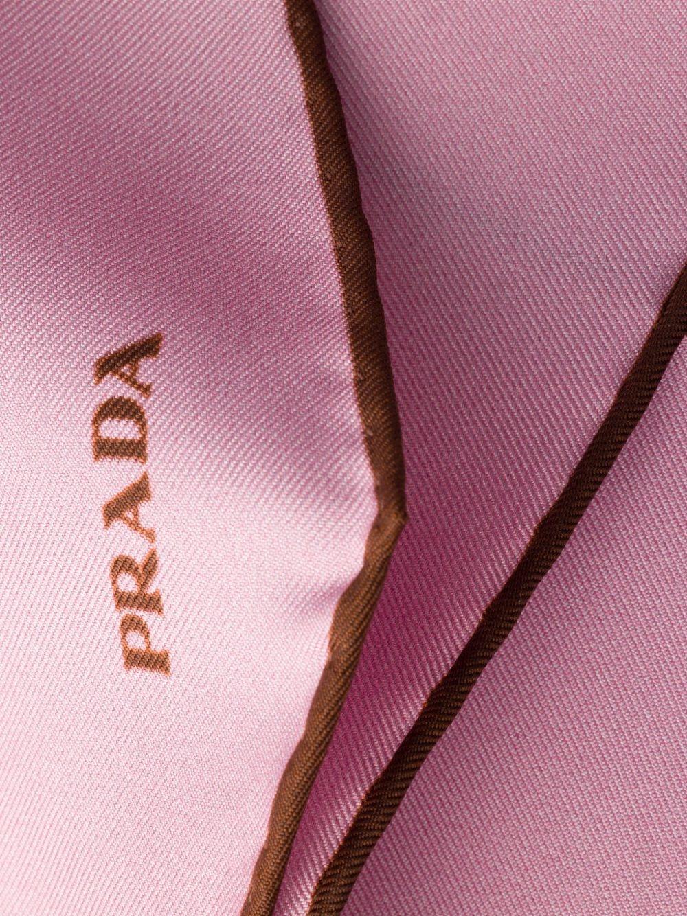 PRADA Silk Scarf Brown Beige Monogram Print