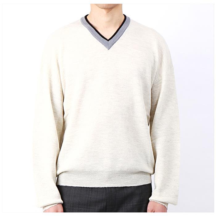 Lanvin Crepe V-Neck Knit Sweater Men’s RMPO0006P18 001