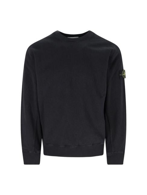 STONE ISLAND Black Cotton Crewneck Sweatshirt for Men