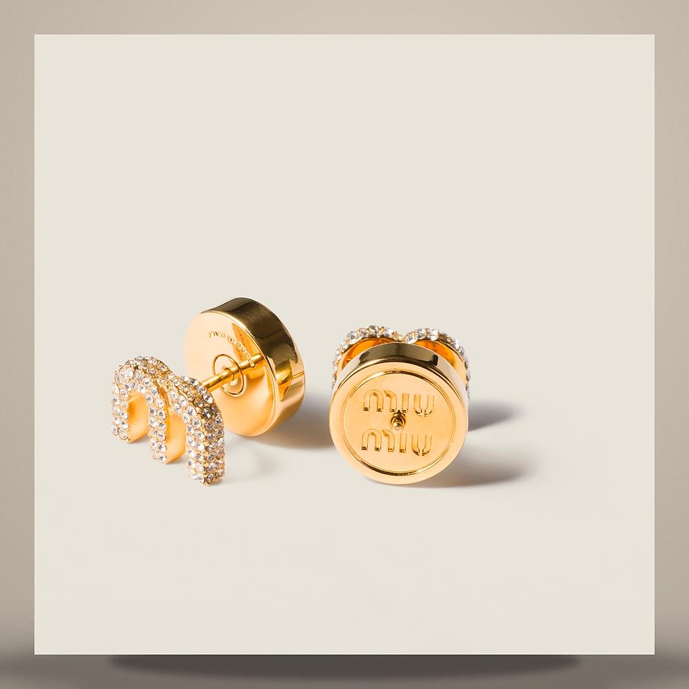 Miu Miu Crystal Embellished Metal Earrings 5IO408 2DNC F0NXA