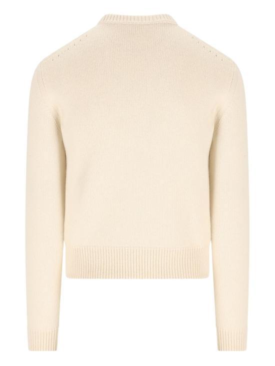 CELINE White Black Wool Round Neck Knit Sweater for Men