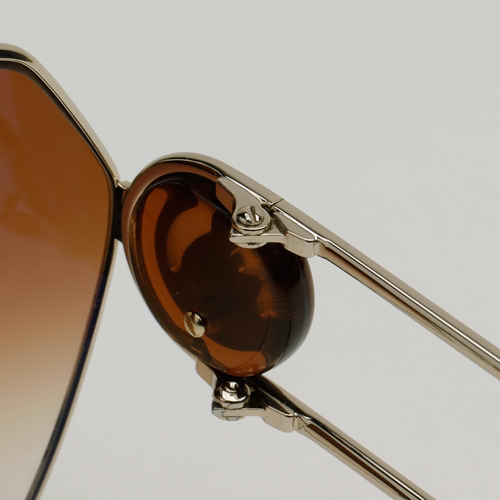Lanvin Dark Orange Square Sunglasses Metal Frame Gold Logo LNV129SLB 746