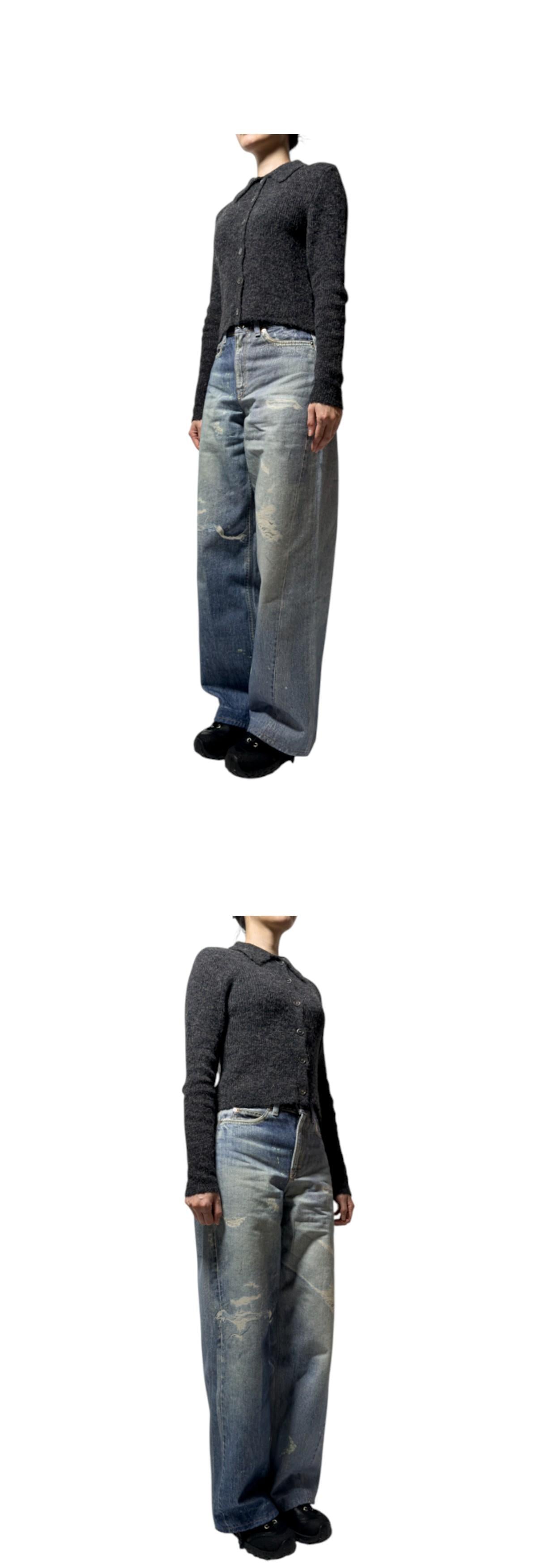 OUR LEGACY Charcoal Fuzzy Alpaca Mazzy Polo Cardigan