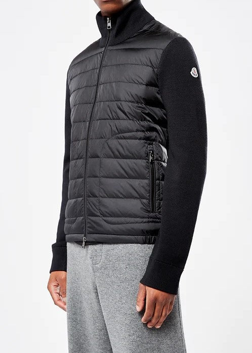 Moncler Black Padded Knit Zip Up Cardigan 9B50700 A9341