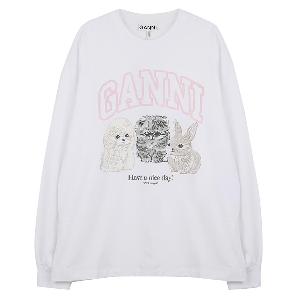 GANNI Animal Print Long Sleeve Sweatshirt T4275 151