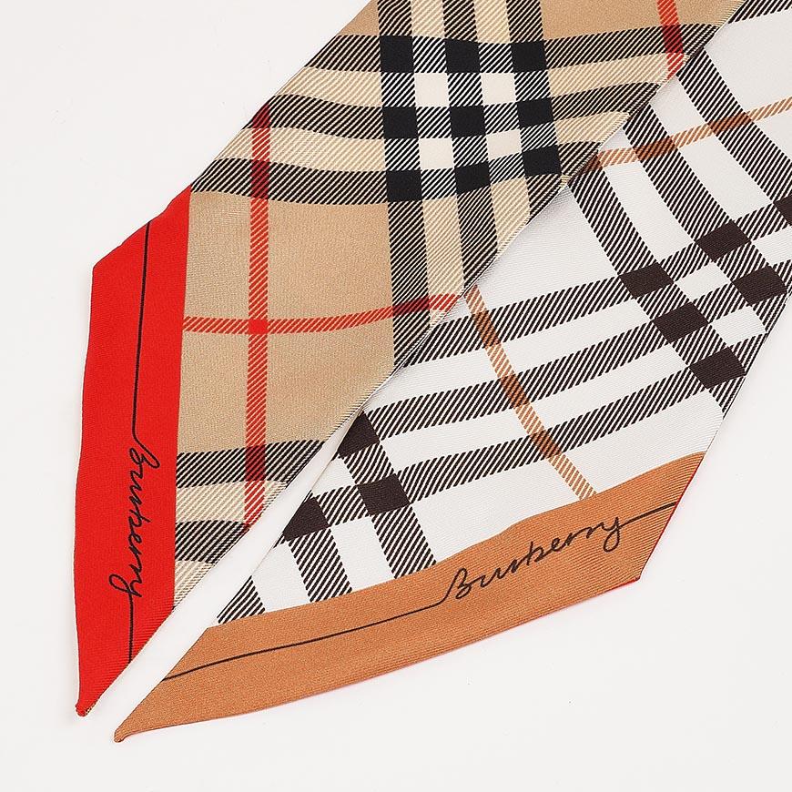 BURBERRY Women’s Contrast Check Silk Skinny Scarf