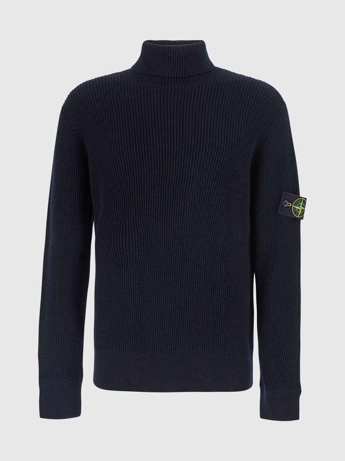 STONE ISLAND Black Wool Turtleneck Sweater
