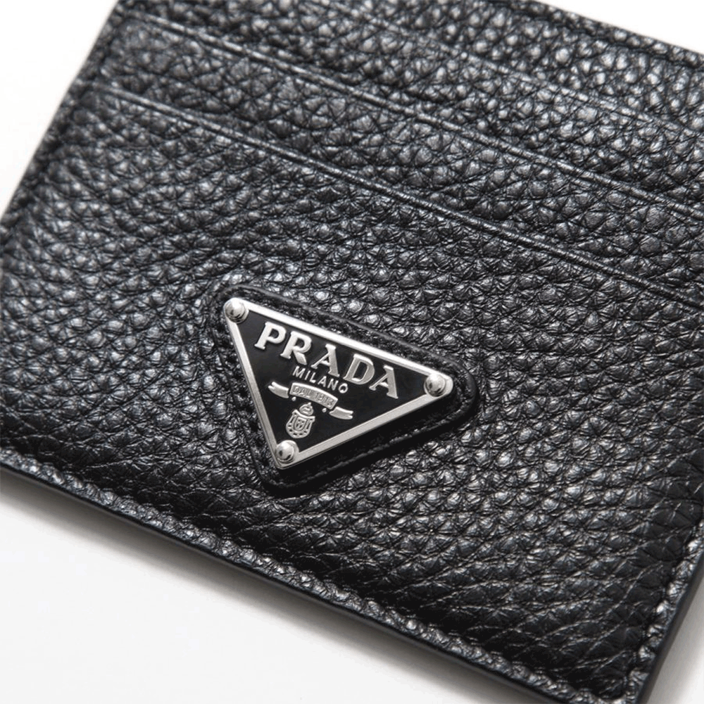 PRADA Triangle Logo Black Unisex Card Holder 2MC025