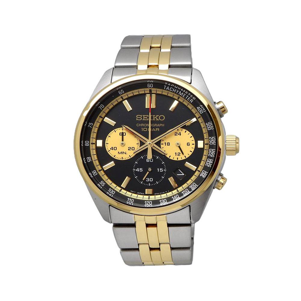 Seiko Gold Panda Chronograph Casual Men’s Metal Watch
