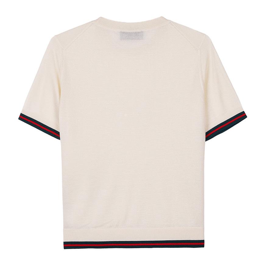 GUCCI Extra Fine Wool Round Neck Knit Sweater for Women White