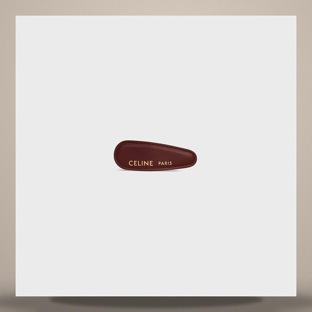 CELINE Large Hair Clip Lambskin Gold-Finish Brass Steel Brown Gol B10E14U95 19MO