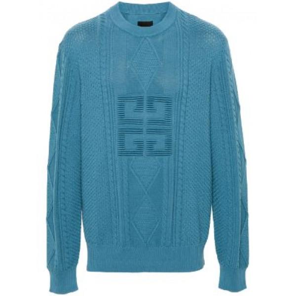 GIVENCHY 4G Cotton Cable Knit Round Neck Sweater for Men BM90RY4YJP 495