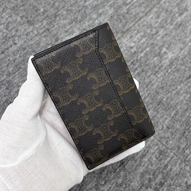 CELINE Triomphe Canvas Vertical Card Holder Wallet Silver