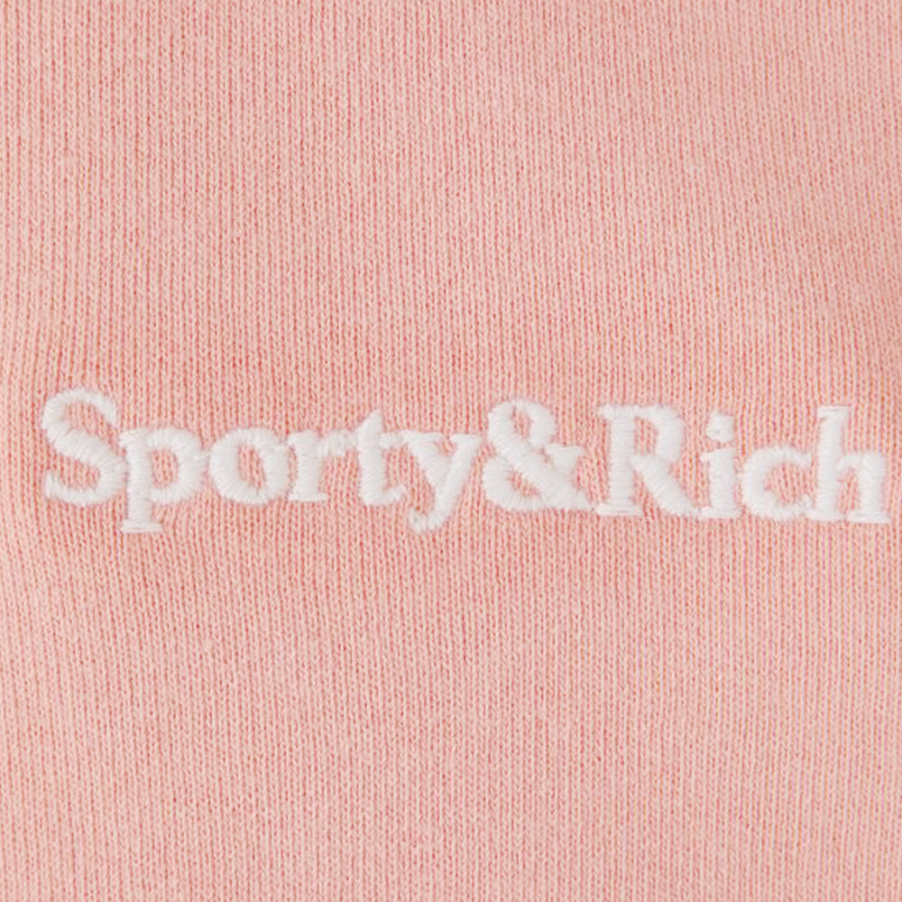 SPORTY&RICH Light Pink Logo Embroidered Fleece Sweatshirt Women