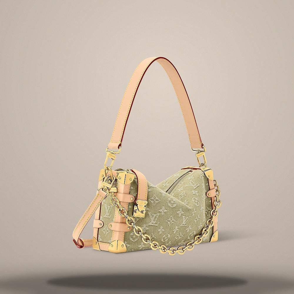 Louis Vuitton Side Trunk MM East West Khaki Denim Shoulder Bag M27451