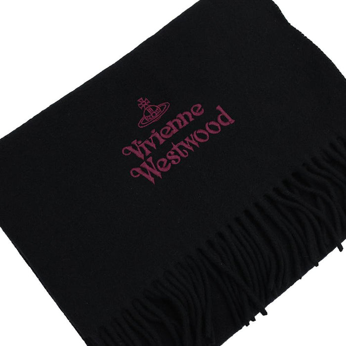 Vivienne Westwood Unisex Logo Wool Scarf Black