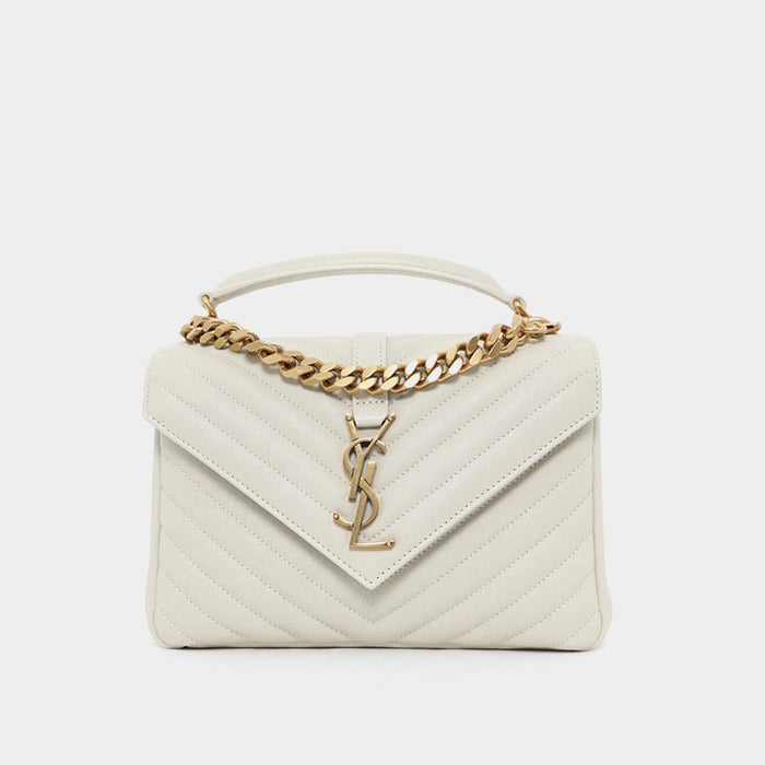 Saint Laurent Monogram College Medium Leather Shoulder Bag Women Gray