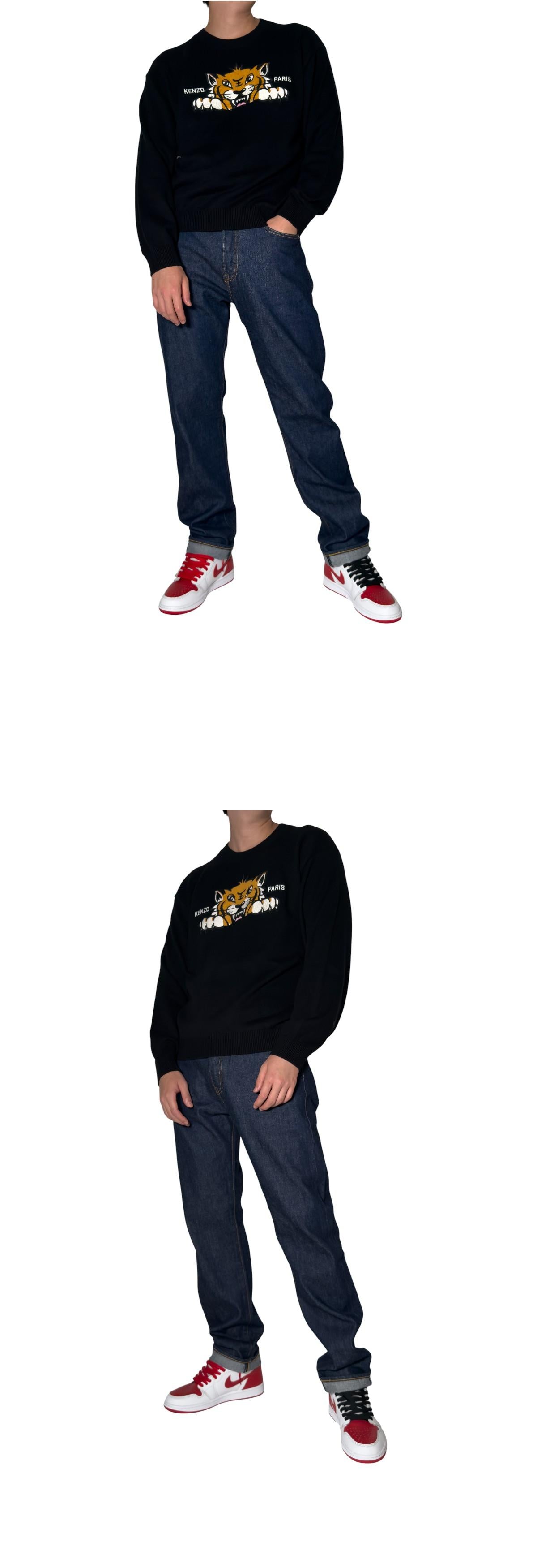 KENZO Happy Tiger Classic Wool Crewneck Sweater Black Men