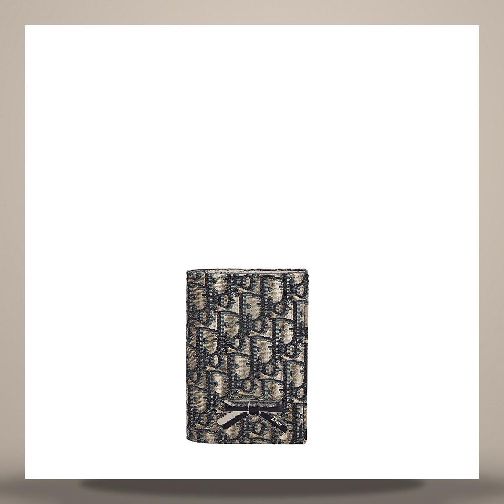 DIOR Blue Oblique Jacquard Canvas Promenade Passport Holder